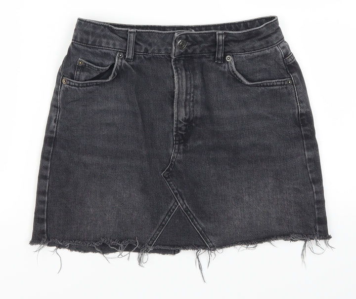 Topshop Womens Grey  Denim Mini Skirt Size 8