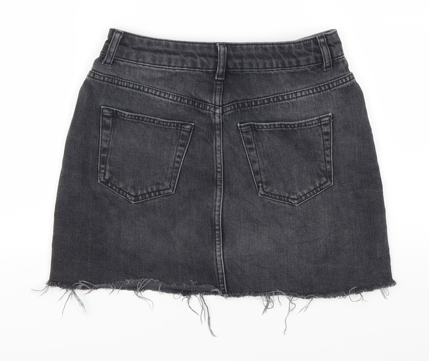 Topshop Womens Grey  Denim Mini Skirt Size 8