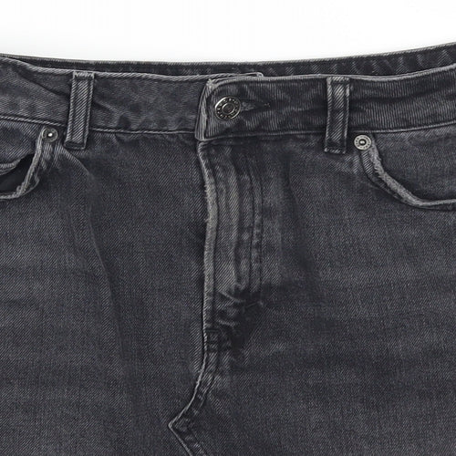 Topshop Womens Grey  Denim Mini Skirt Size 8