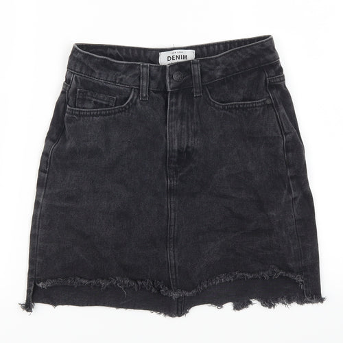 New Look Womens Grey  Denim A-Line Skirt Size 6