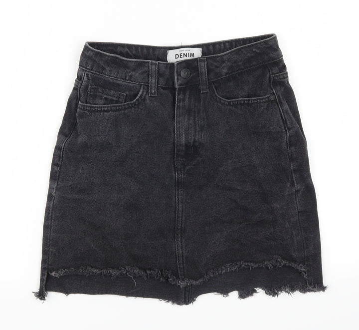 New Look Womens Grey  Denim A-Line Skirt Size 6