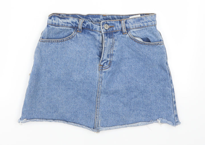 Preworn Womens Blue Denim Mini Skirt Size 26 in