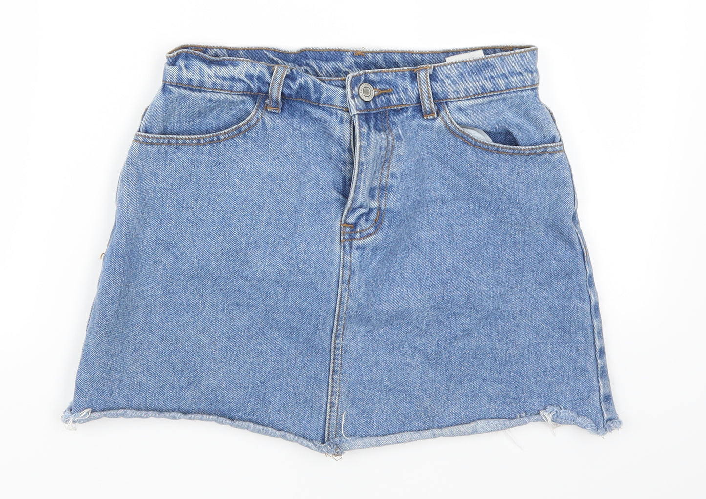 Preworn Womens Blue  Denim Mini Skirt Size 26 in