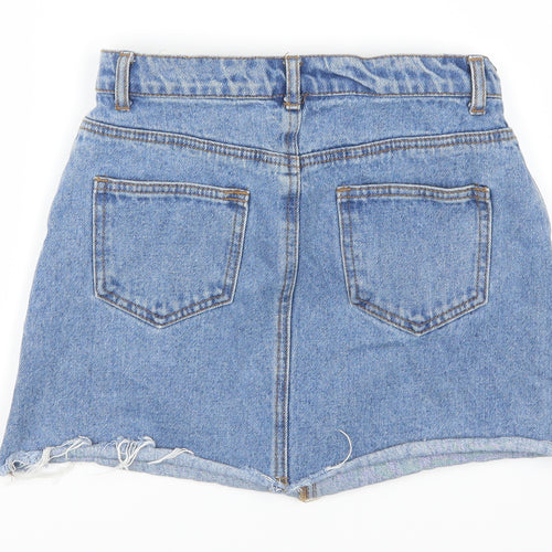 Preworn Womens Blue  Denim Mini Skirt Size 26 in