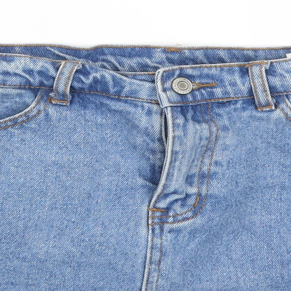 Preworn Womens Blue  Denim Mini Skirt Size 26 in