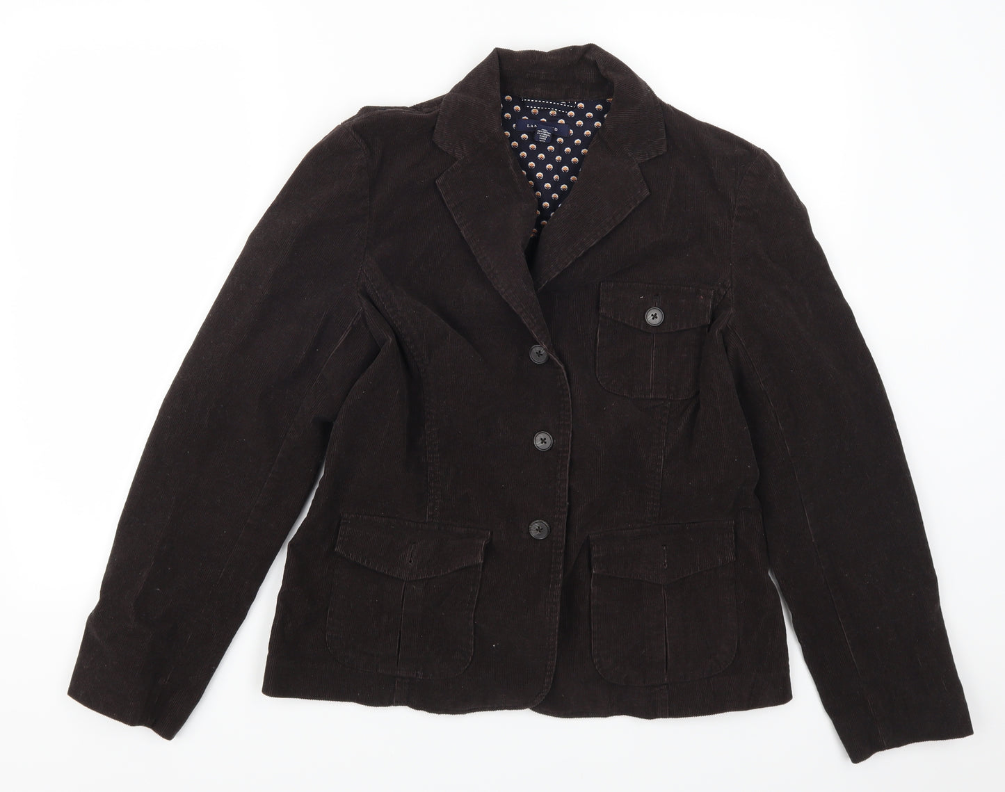 Lands End Womens Brown  Corduroy Jacket Suit Jacket Size 10
