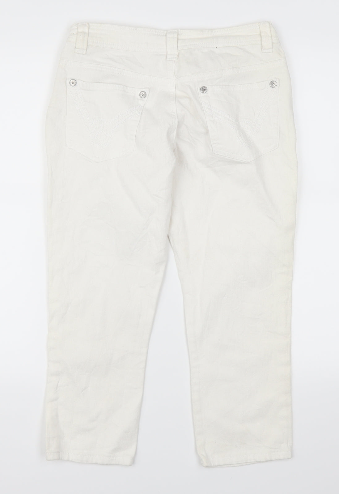 Dorothy Perkins Womens White  Denim Cropped Jeans Size 10 L22 in
