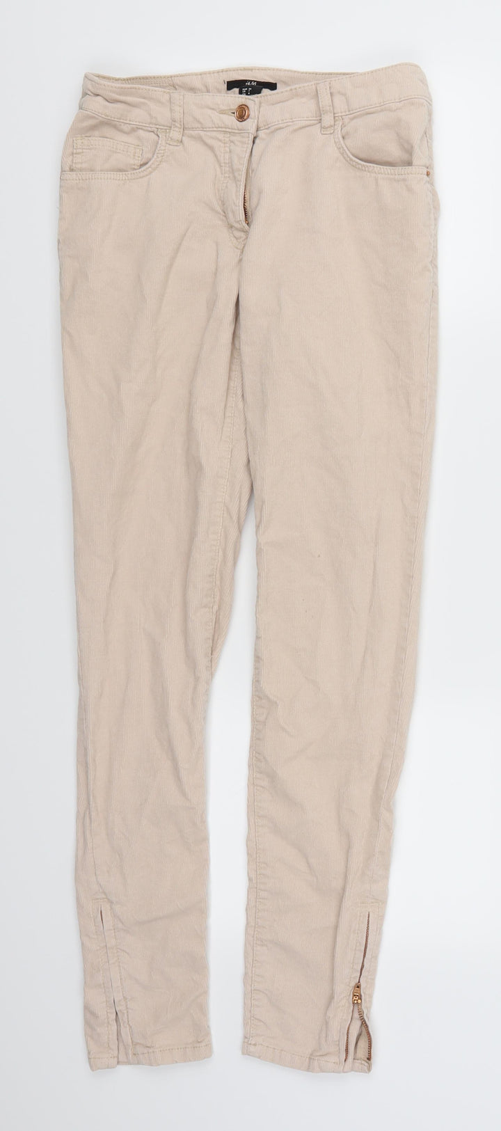 H&M Womens Pink  Corduroy Trousers  Size 6 L27 in