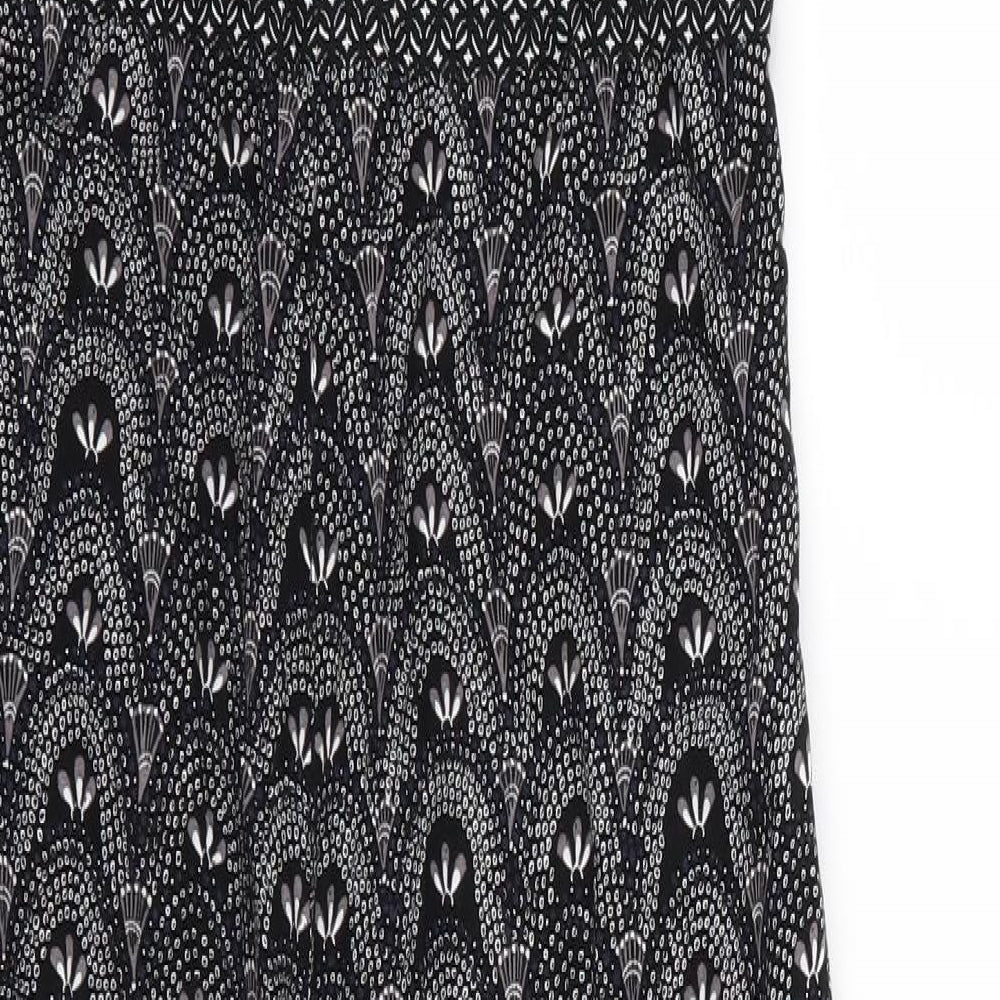 White Stuff Womens Black Geometric  Jumpsuit One-Piece Size 10 L27 in
