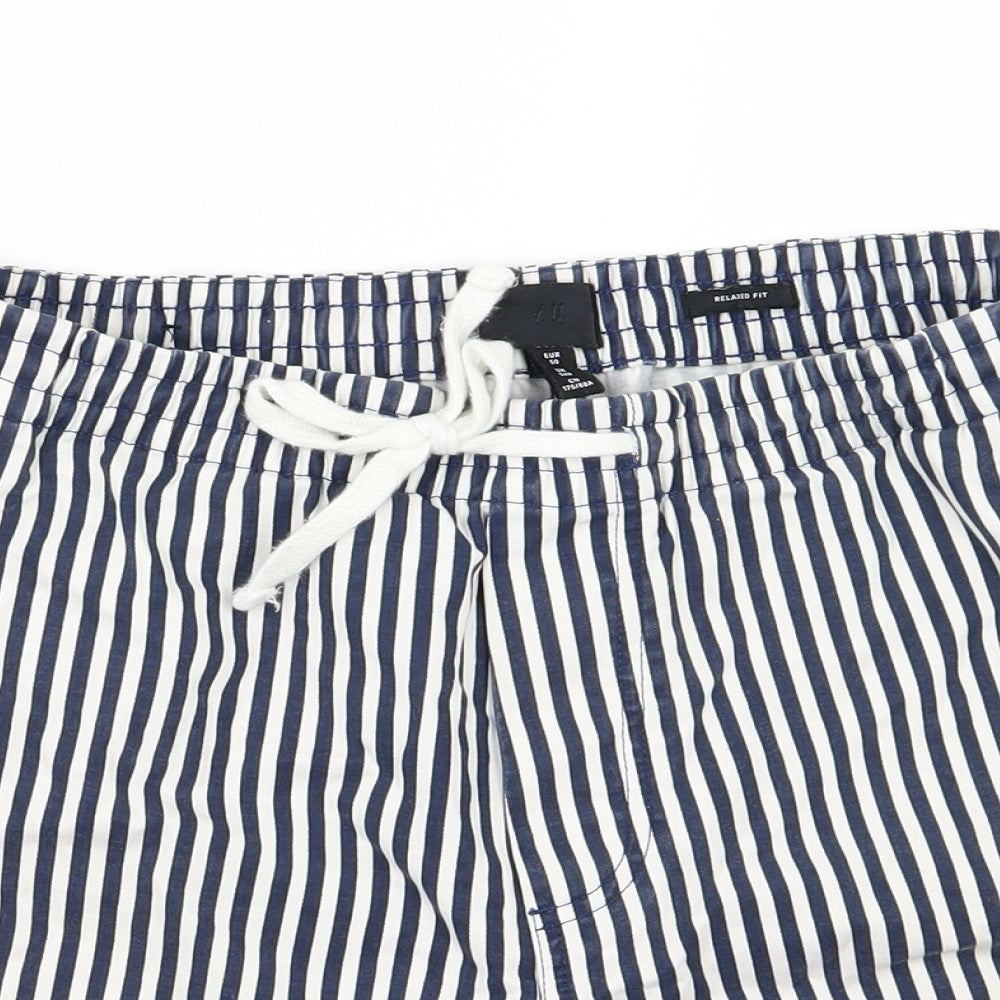 H&M Mens Blue Striped  Chino Shorts Size 34