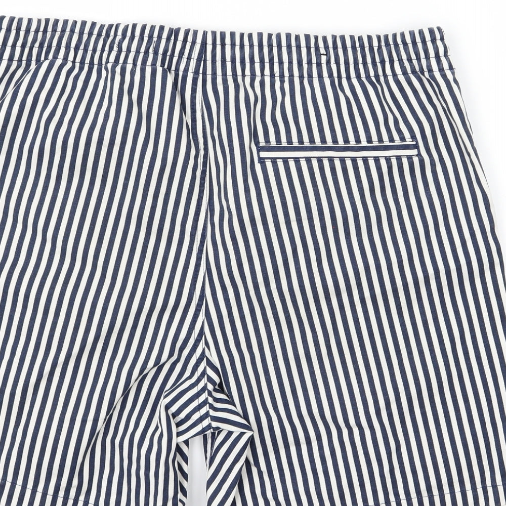 H&M Mens Blue Striped  Chino Shorts Size 34