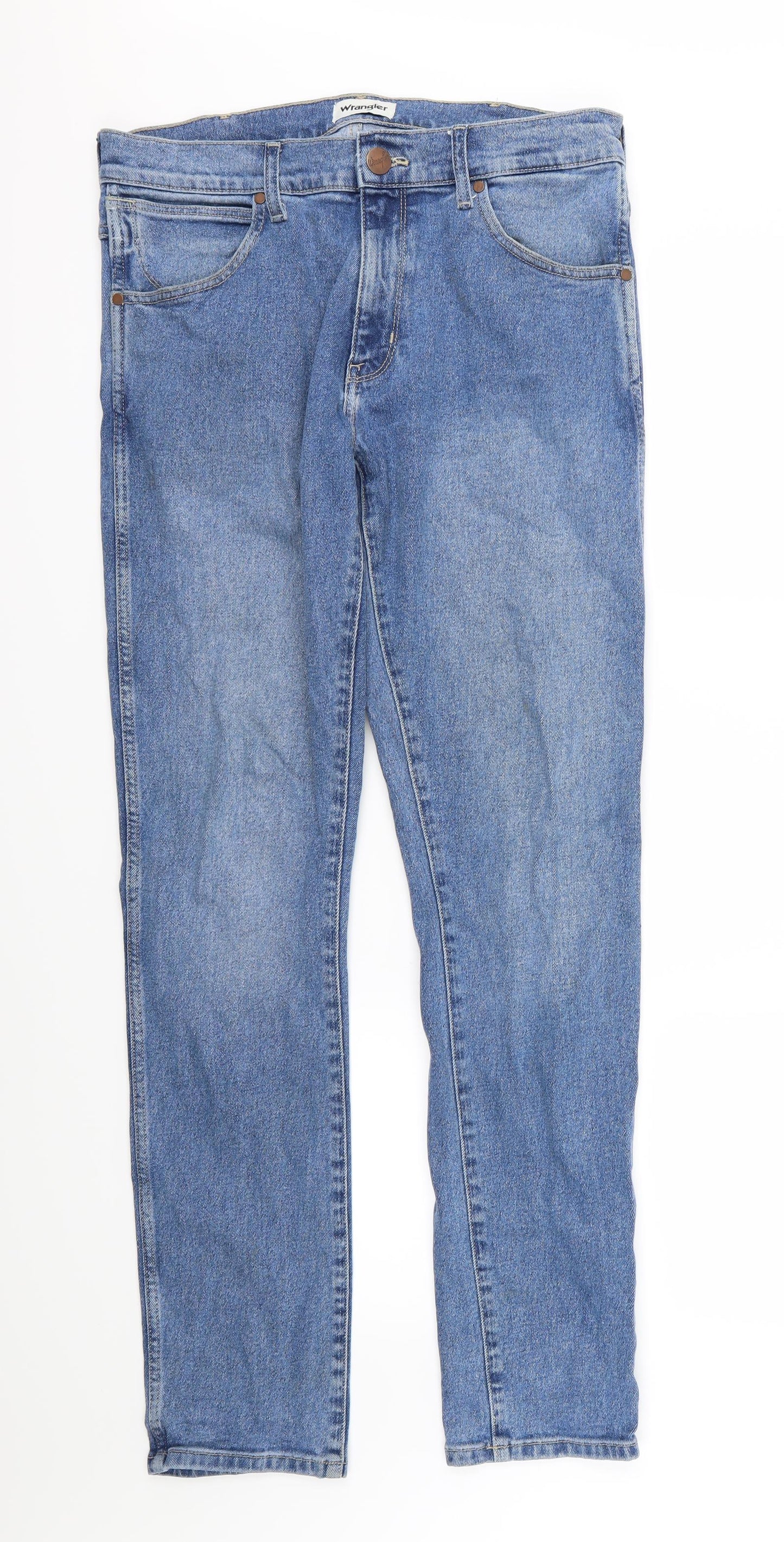 Wrangler Mens Blue  Denim Straight Jeans Size 32 L34 in