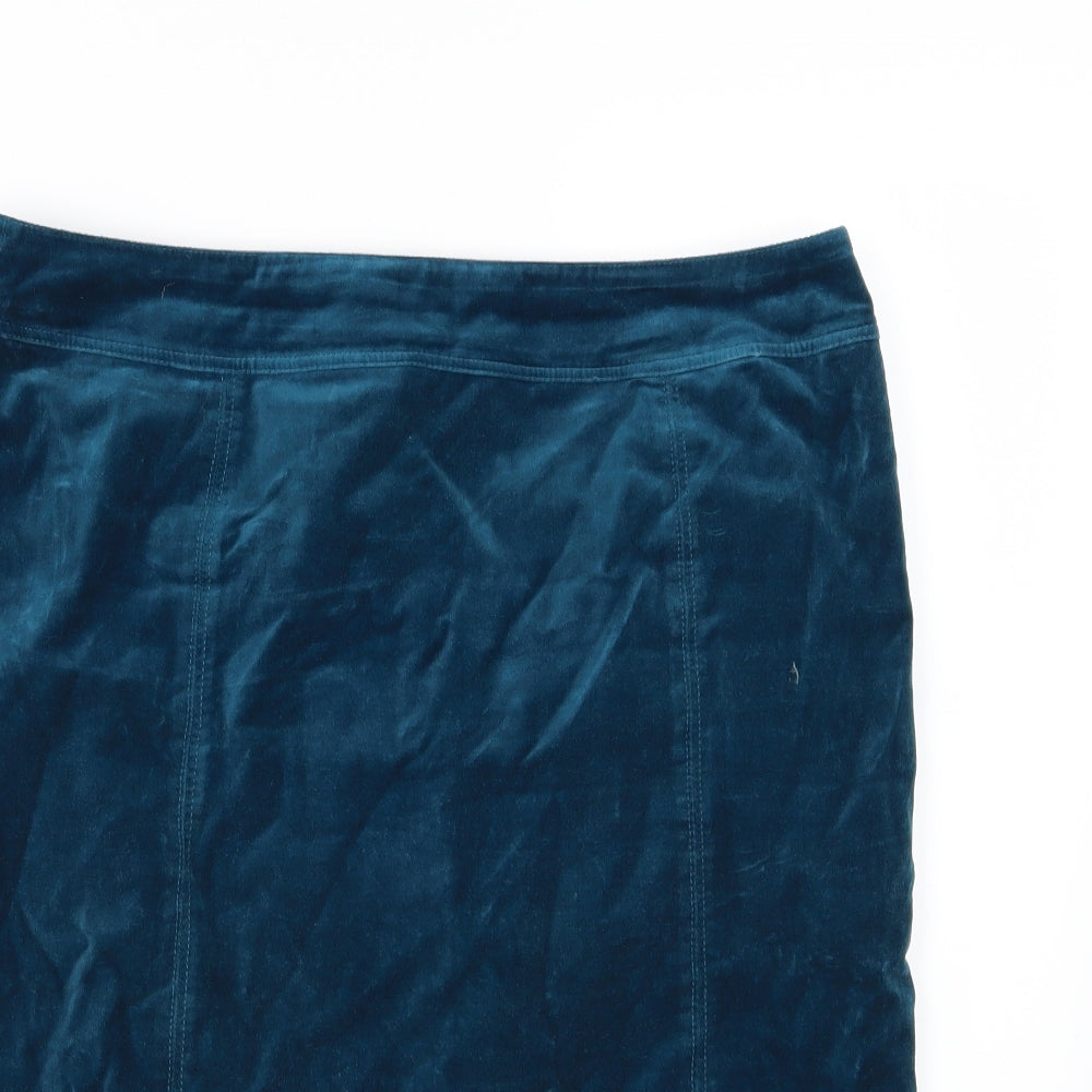 Boden Womens Blue  Velour A-Line Skirt Size 16
