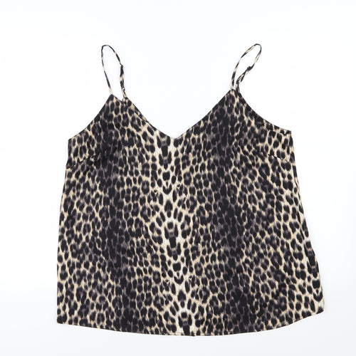 ASOS Womens Brown Animal Print Chiffon Camisole Tank Size 16