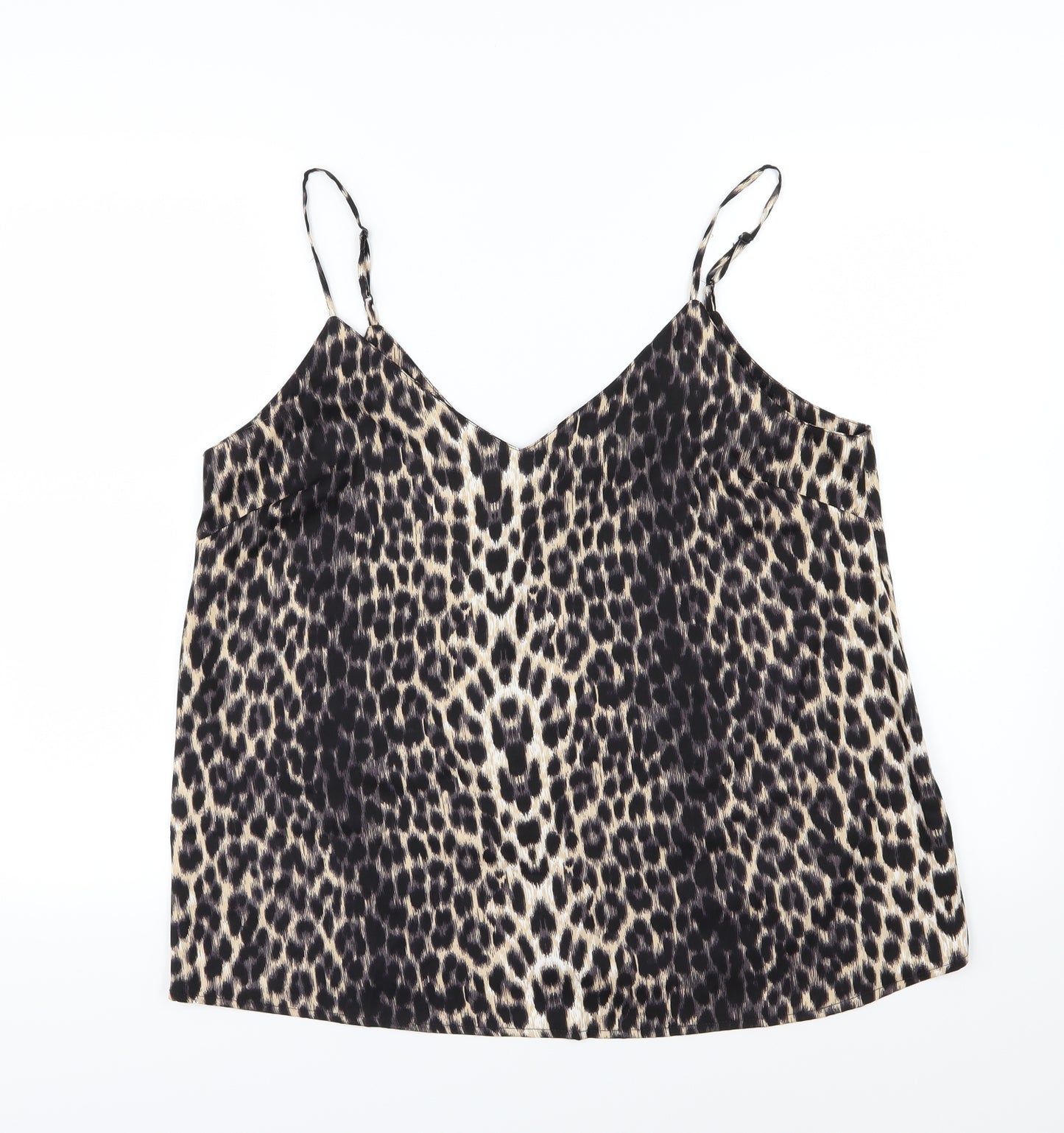ASOS Womens Brown Animal Print Chiffon Camisole Tank Size 16