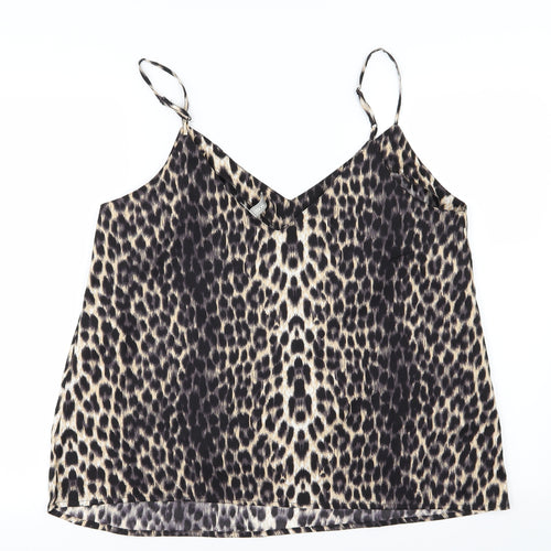 ASOS Womens Brown Animal Print Chiffon Camisole Tank Size 16