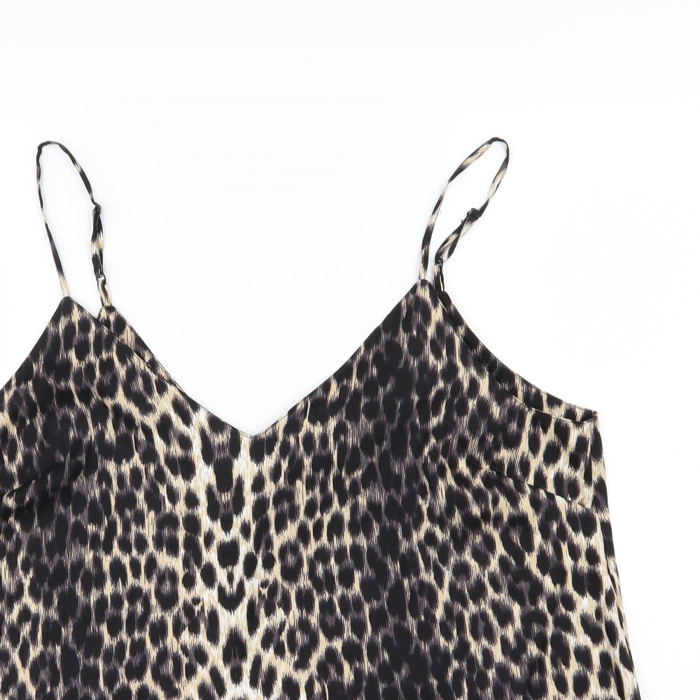 ASOS Womens Brown Animal Print Chiffon Camisole Tank Size 16