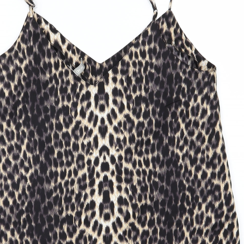 ASOS Womens Brown Animal Print Chiffon Camisole Tank Size 16