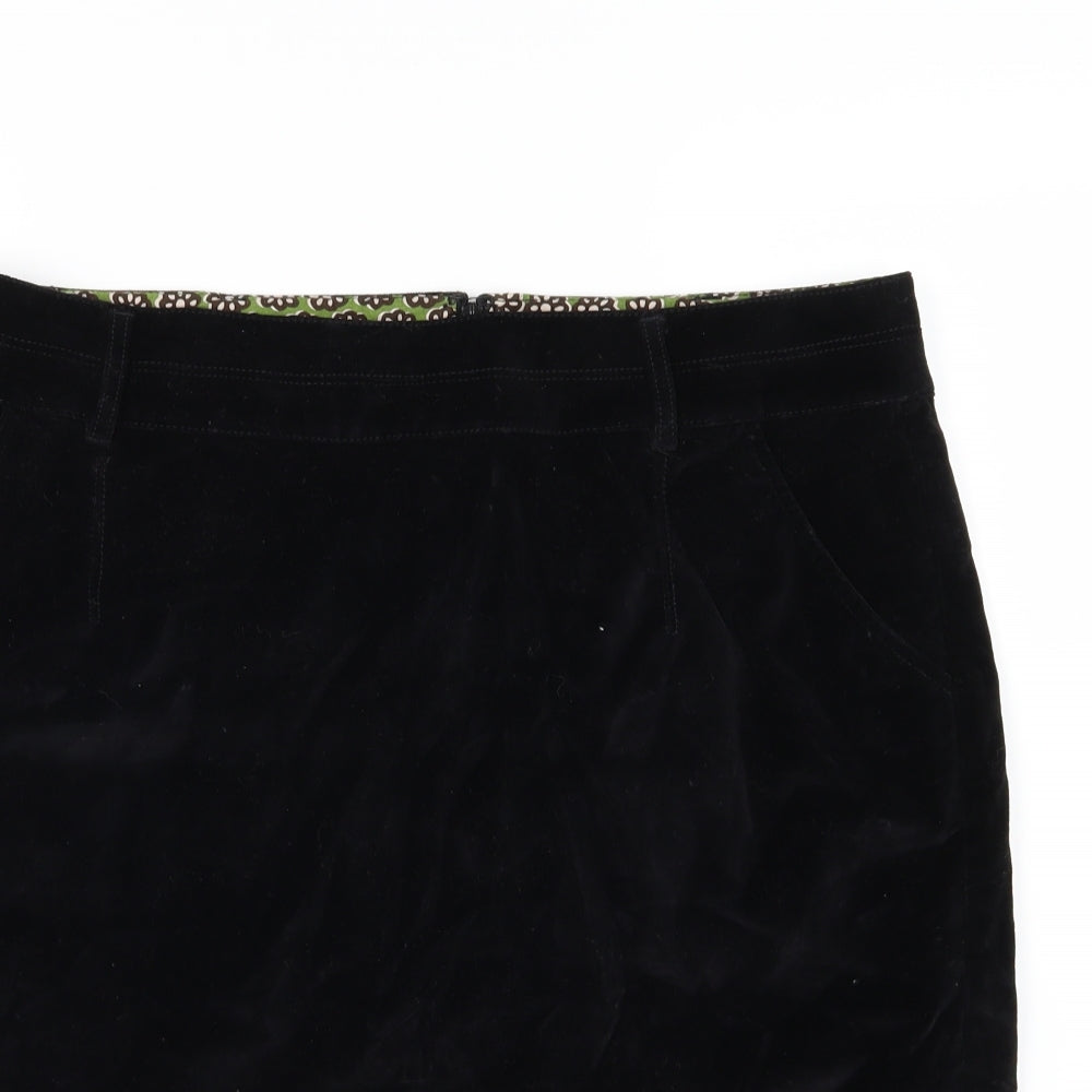 Boden Womens Black  Velour A-Line Skirt Size 16