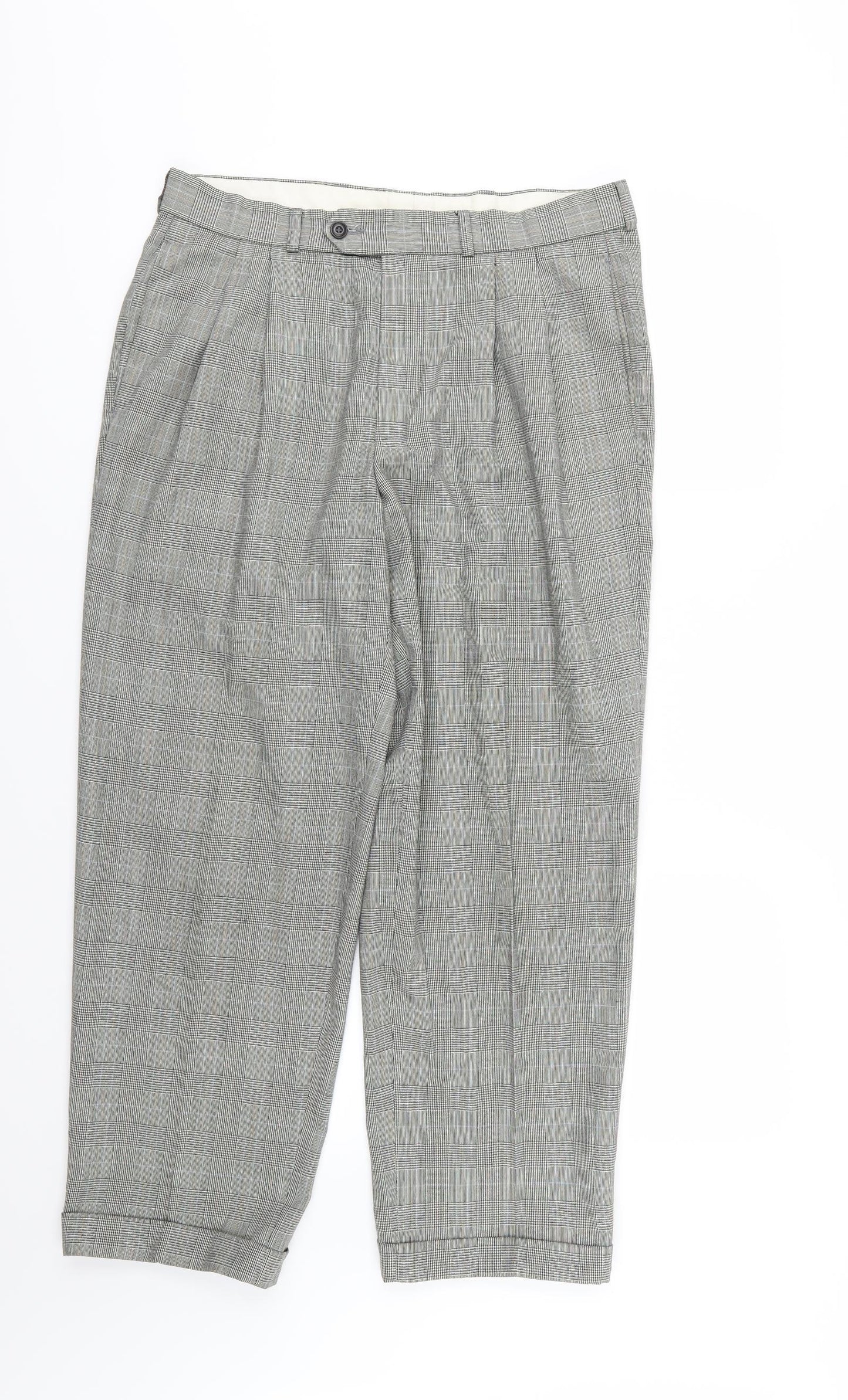 Marks and Spencer Mens Grey Striped  Trousers  Size 32 L29 in