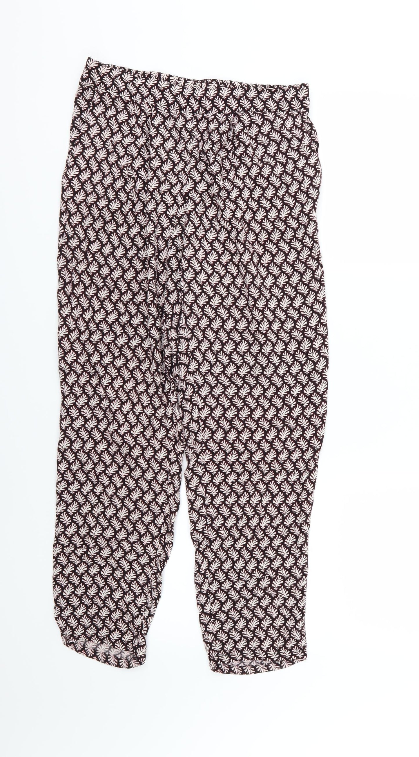 H&M Womens Red   Trousers  Size 10 L26 in - Leaf Print