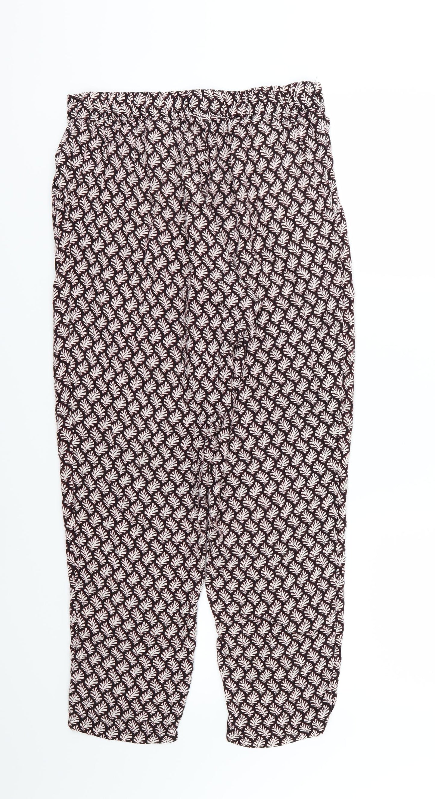H&M Womens Red   Trousers  Size 10 L26 in - Leaf Print