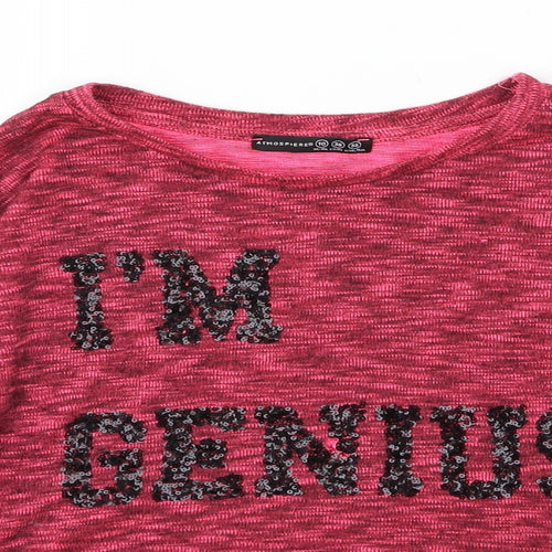Atmosphere Womens Pink  Jersey Basic T-Shirt Size 10  - I'm Genius