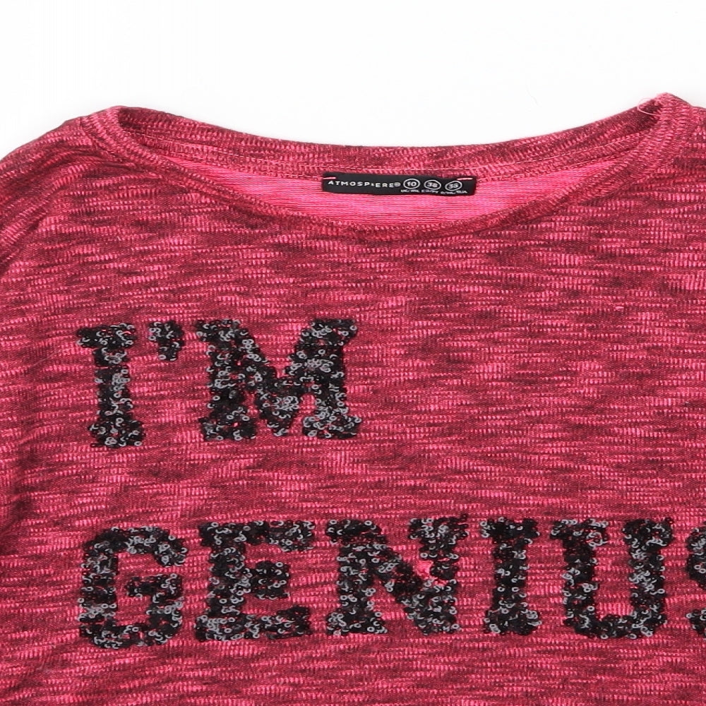 Atmosphere Womens Pink  Jersey Basic T-Shirt Size 10  - I'm Genius