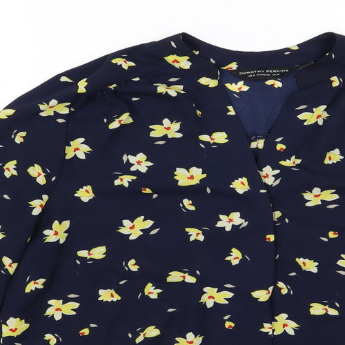 Dorothy Perkins Womens Blue Floral Chiffon Basic Blouse Size 12