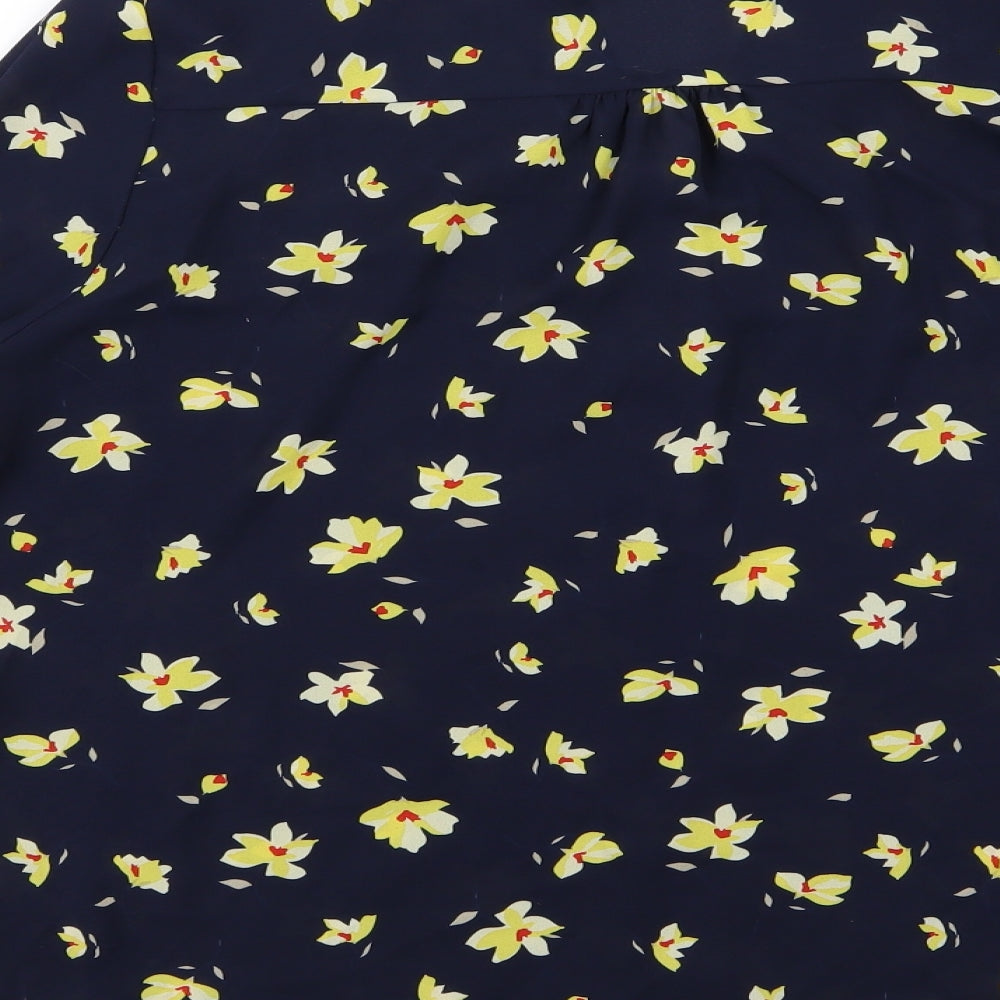 Dorothy Perkins Womens Blue Floral Chiffon Basic Blouse Size 12