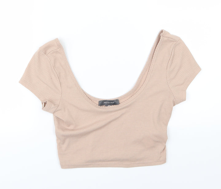Primark Womens Pink Jersey Cropped T-Shirt Size XS