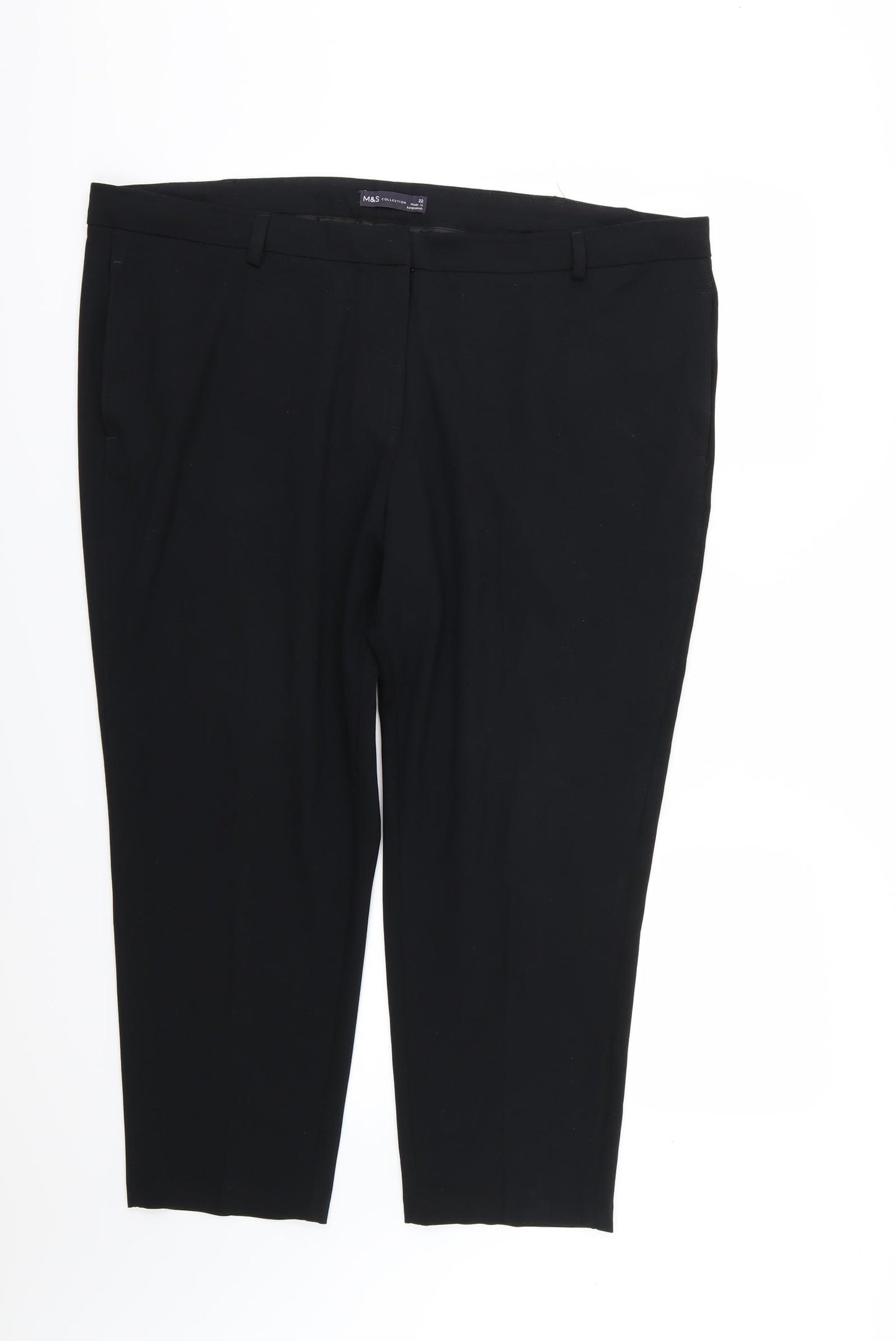 Marks and Spencer Womens Black  Rayon Trousers  Size 22 L25 in - Short leg