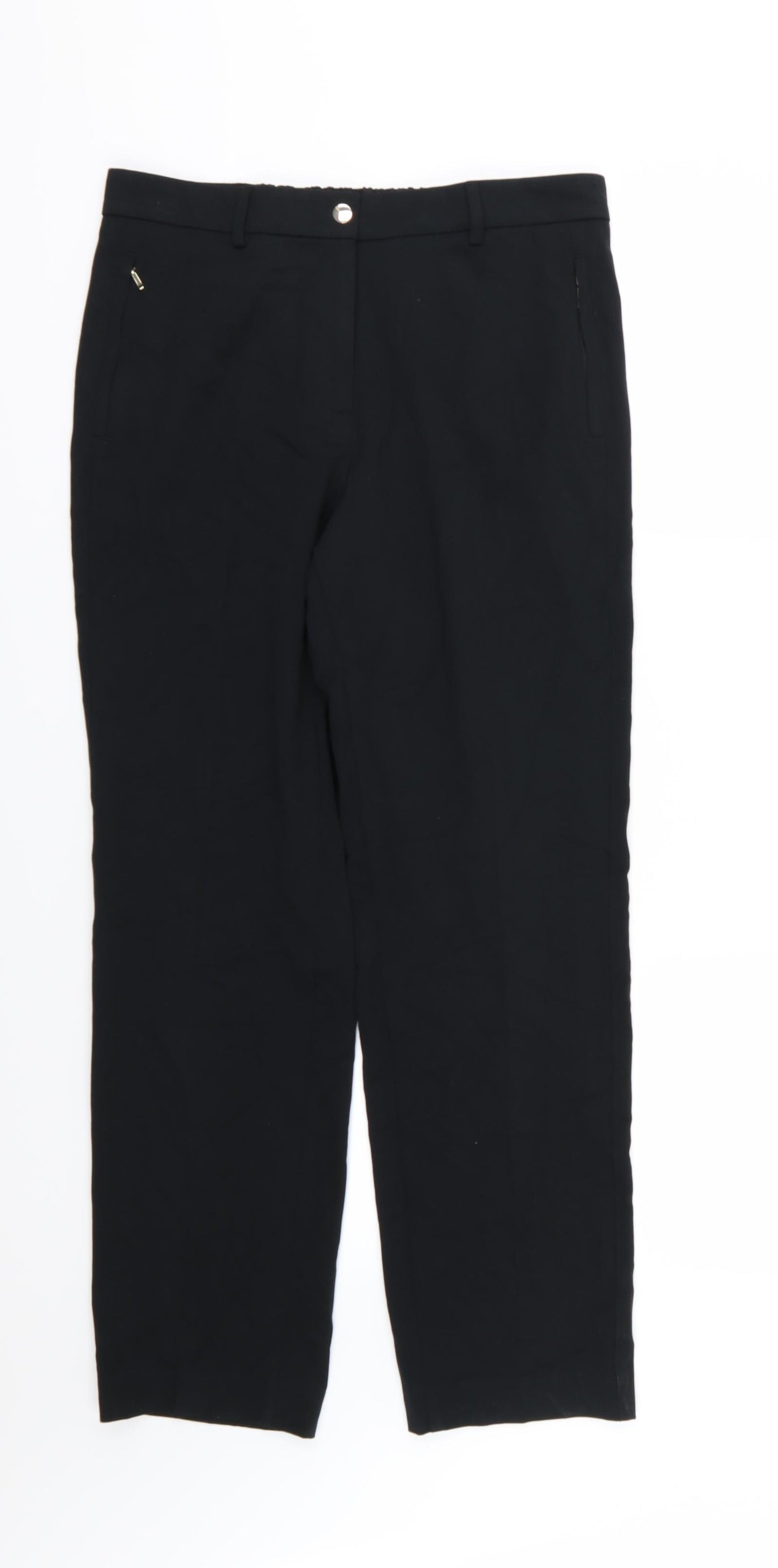 Marks and Spencer Womens Black  Rayon Trousers  Size 12 L30 in