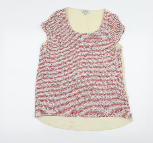 Front view of Papaya women’s pink striped basic blouse, size UK 14