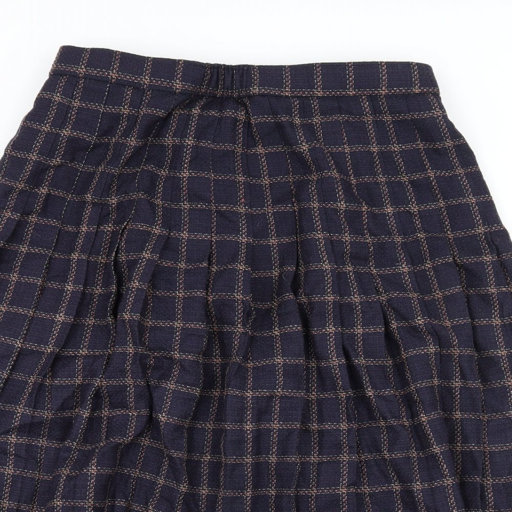 Preworn Womens Blue Check  Flare Skirt Size 32 in