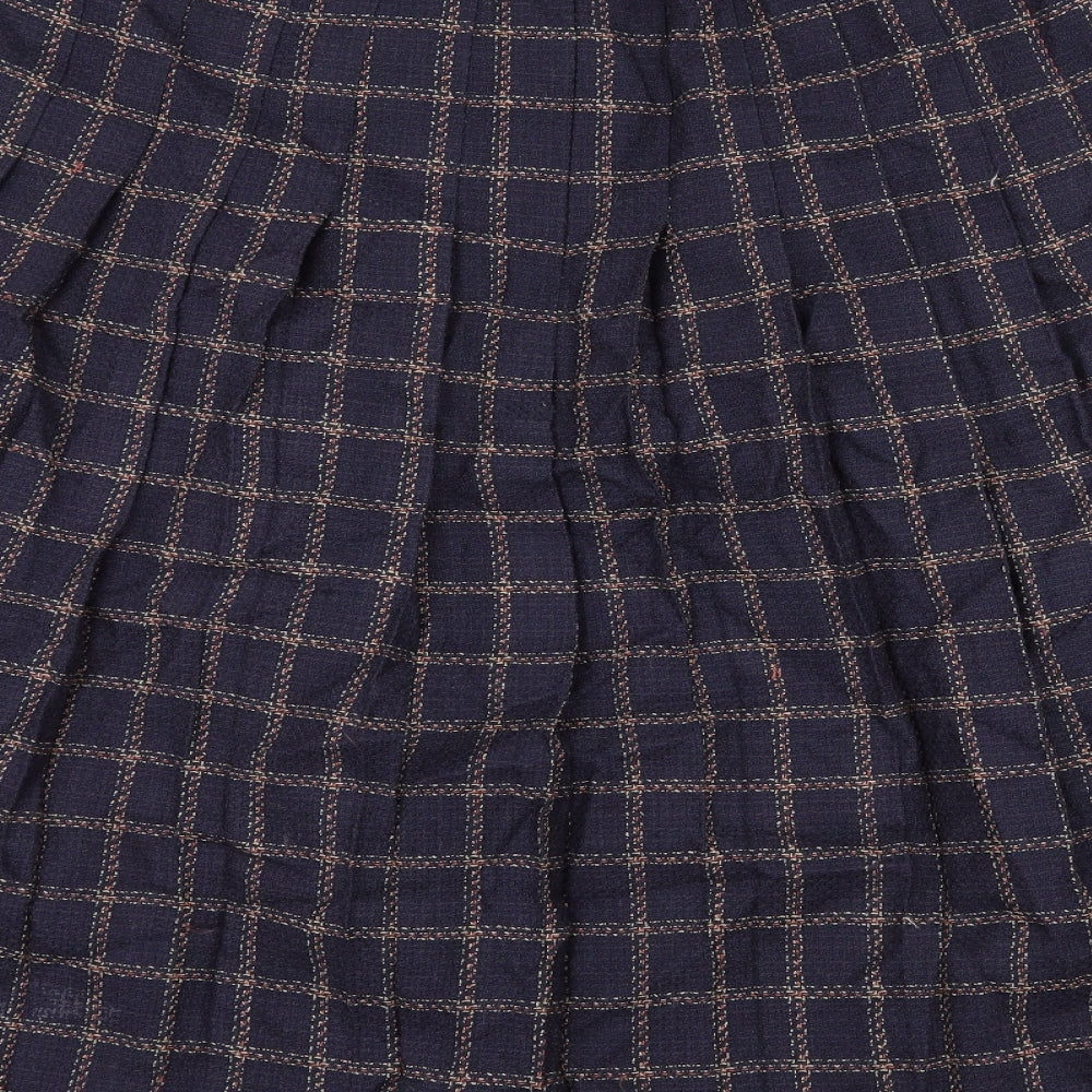Preworn Womens Blue Check  Flare Skirt Size 32 in