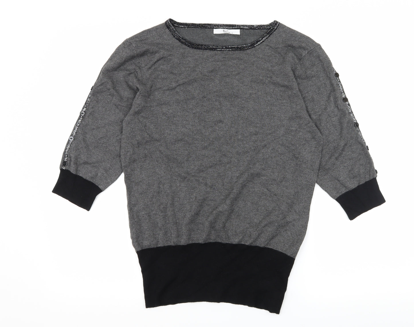 Klass Collection Womens Grey  Knit Pullover Jumper Size L