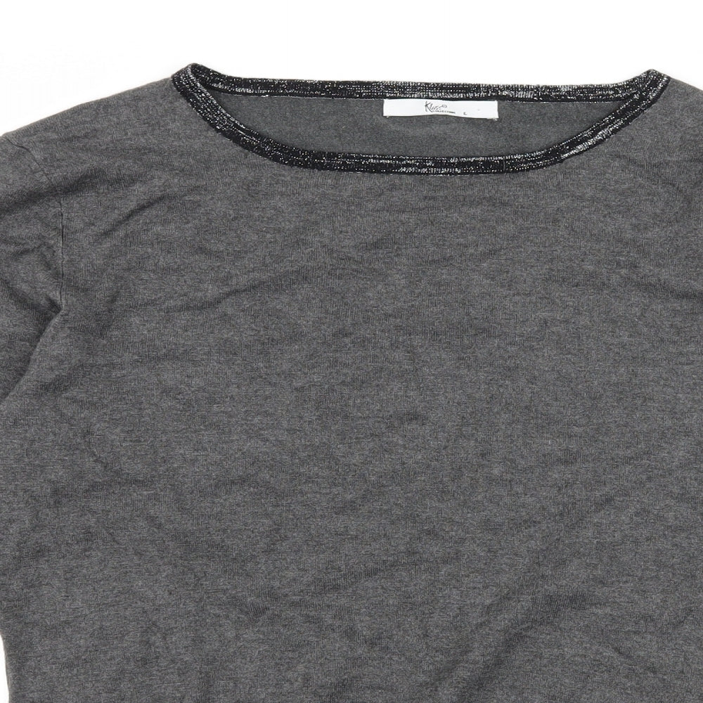 Klass Collection Womens Grey  Knit Pullover Jumper Size L