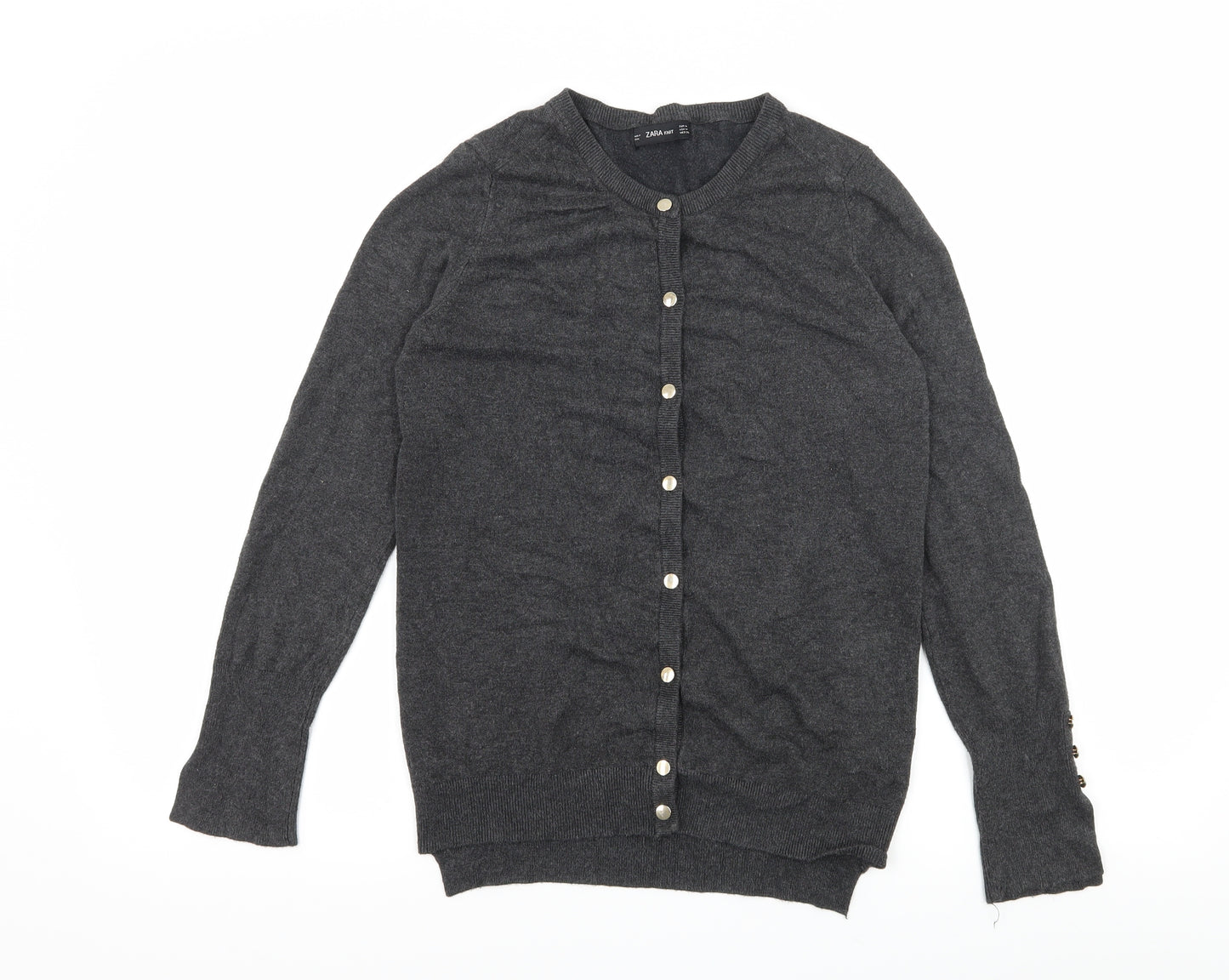 Zara Womens Grey  Knit Cardigan Jumper Size M