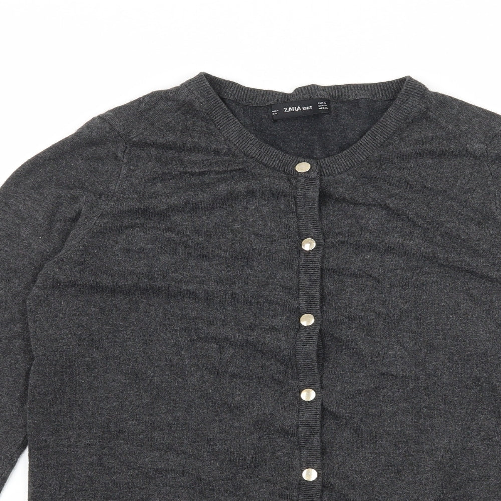 Zara Womens Grey  Knit Cardigan Jumper Size M
