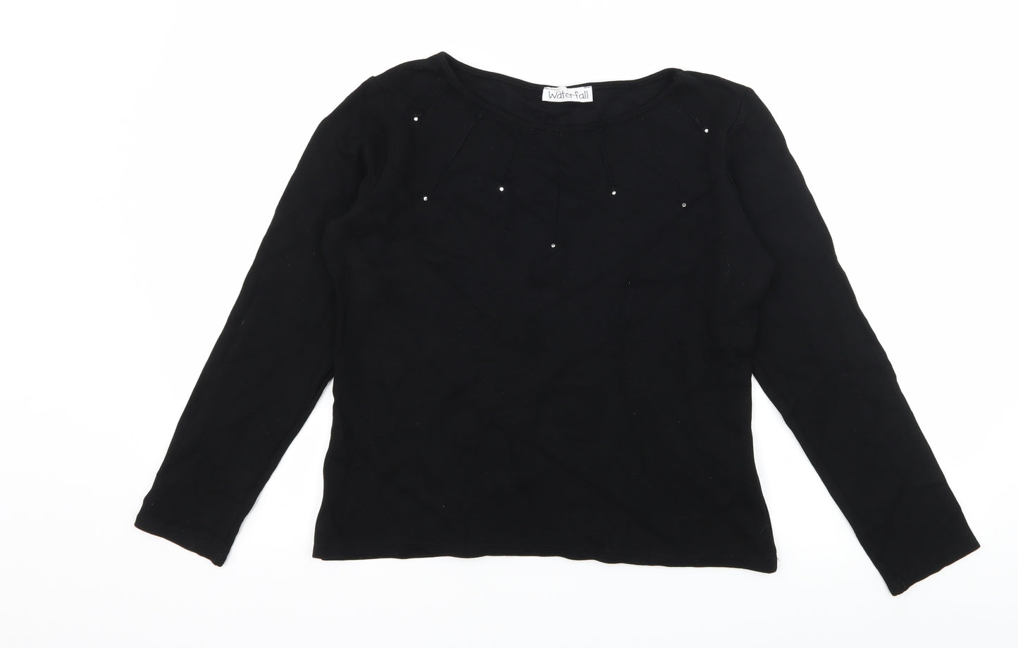Waterfall Womens Black  Jersey Basic T-Shirt Size L