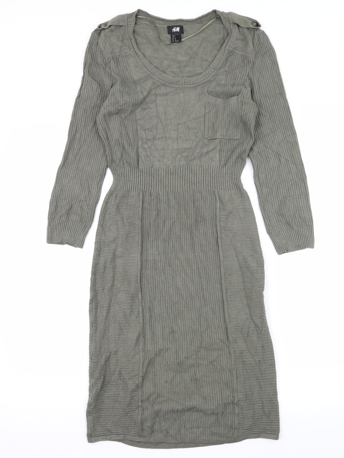 H&M Womens Green  Knit Fit & Flare  Size M