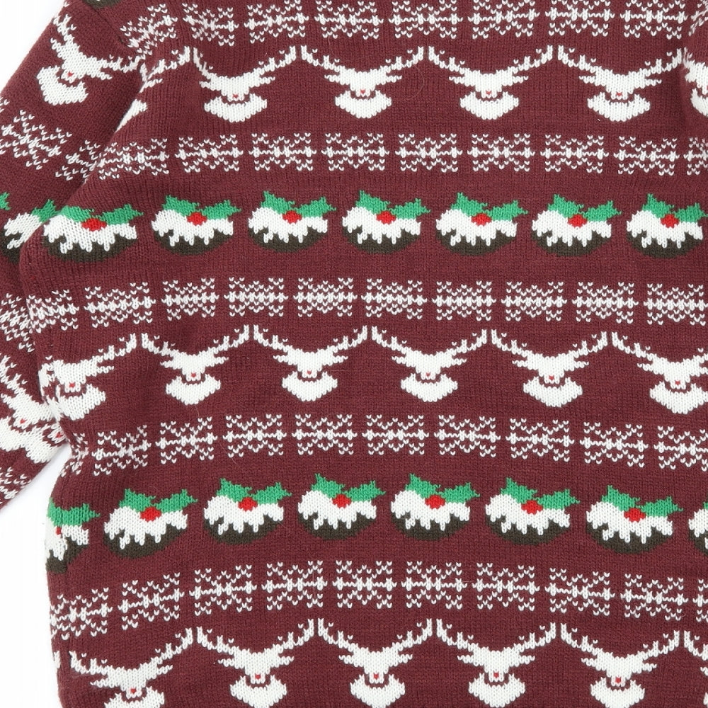 Another Influence Mens Brown  Knit Pullover Jumper Size S  - Christmas Pudding