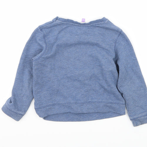 John Lewis Girls Blue  Jersey Pullover Sweatshirt Size 2 Years  - Love heart