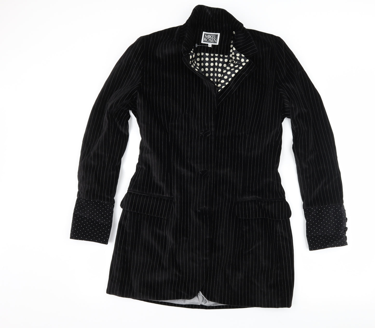 Mikel Rosen Womens Black Striped  Jacket  Size 10
