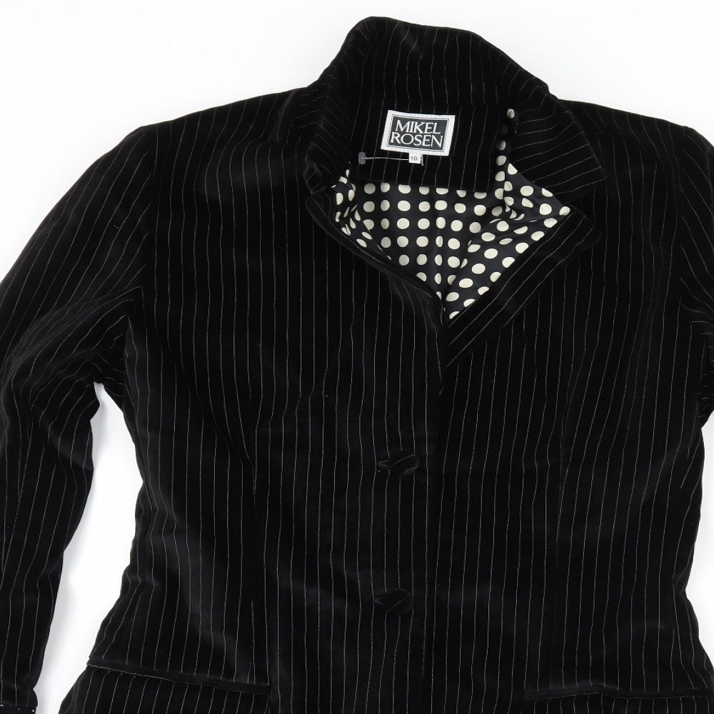 Mikel Rosen Womens Black Striped  Jacket  Size 10