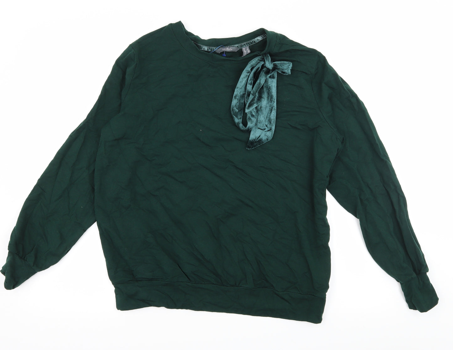 AnyBody Womens Green  Jersey Pullover Sweatshirt Size M