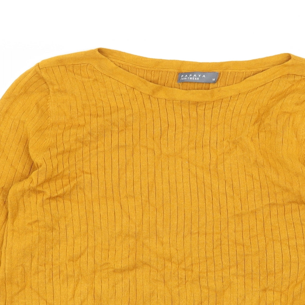 Papaya Womens Orange  Knit Pullover Jumper Size 14