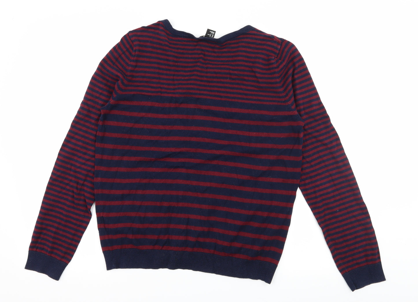 H&M Womens Black Striped Knit Cardigan Jumper Size M