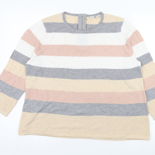 TU Womens Multicoloured Striped Knit Pullover Jumper Size 16